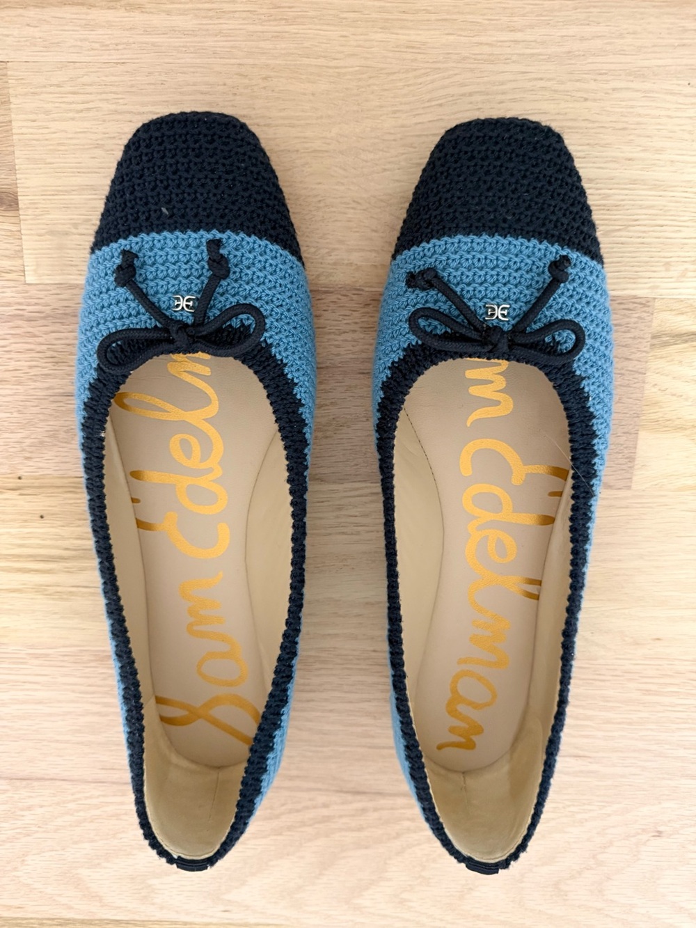 Sam Edelman Navy and Sky Blue Madison Crochet Ballet Flats